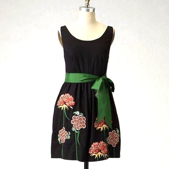 Anthropologie Dresses & Skirts - Floreat Embroidered Floral Ribbon Cranesbill Dress Anthropologie Vintage Retro